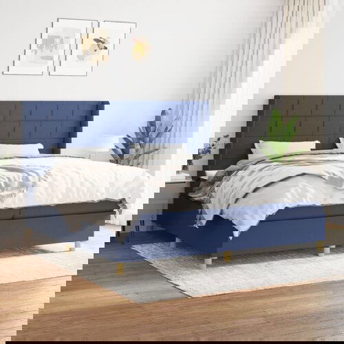 The Living Store Box spring postelja z vzmetnico moder 200x200 cm blago - Box Spring Postelja, (21503724) Slike