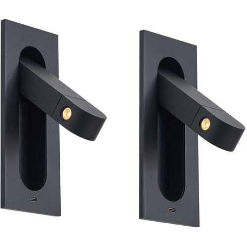 QAZQA Set van 2 moderne wandlampen zwart incl. LED en USB-C poort - Hilton Cene