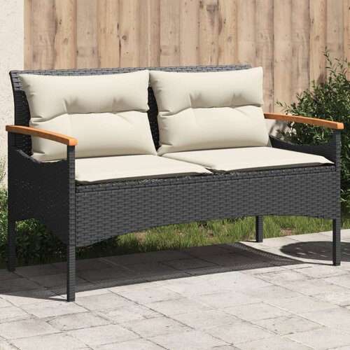  Vrtna klupa s jastucima 116 x 62,5 x 74 cm crna od poliratana Cijene