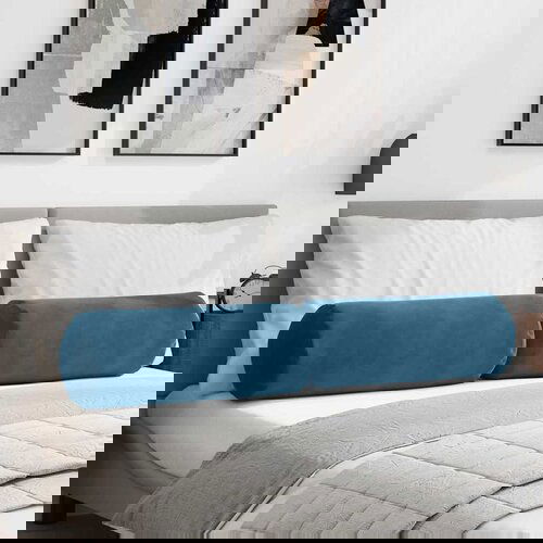 vidaXL Blazine 2 pcs Modra Ø 25 x 70 cm Žametna tkanina Cene