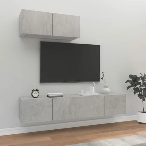 vidaXL 3-dijelni set TV ormarića siva boja betona konstruirano drvo