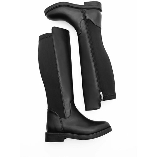 Marjin Knee-High Boots - Black - Flat Slike