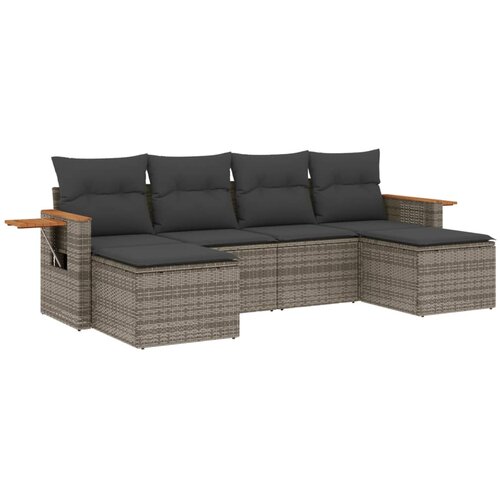 vidaXL 6-dijelni set vrtnih sofa od poliratana s jastucima sivi Cijene