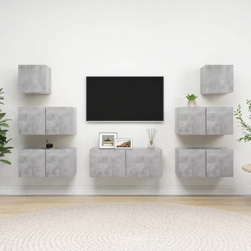  7-dijelni set TV ormarića siva boja betona od iverice