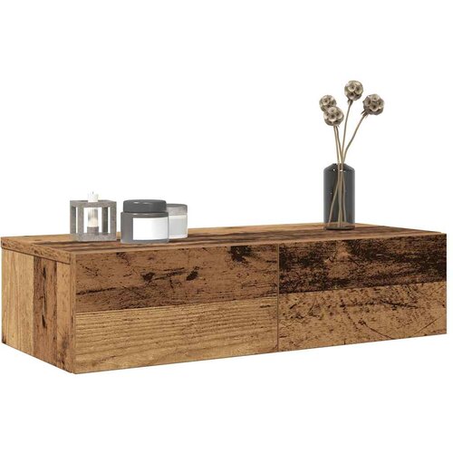 vidaXL Stenska polica s predali starinski les 60x26,5x15 cm inž. les Cene
