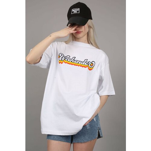 Madmext T-Shirt - White - Oversize Slike