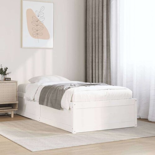 VidaXL Okvir za krevet bijeli 90 x 190 cm od masivne borovine Slike