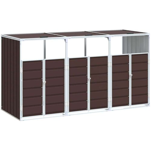 VidaXL spremi&amp;scaron;te za 2 kanta za otpad smeđe 216x81x115 cm čelično Slike