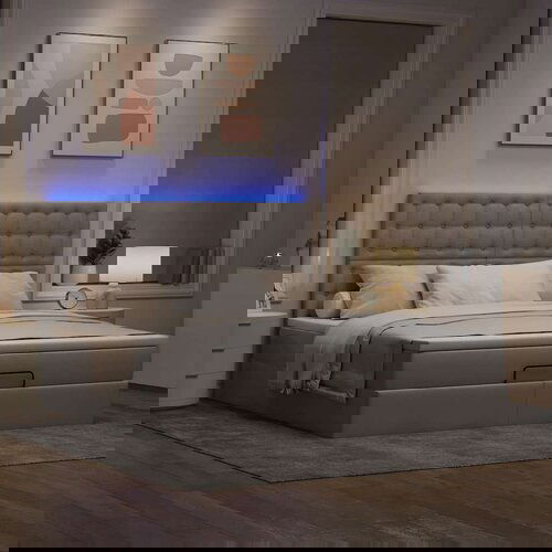 vidaXL Otomanski posteljni okvir z vzmetnico taupe 160x200 cm blago, (21653312) Cene