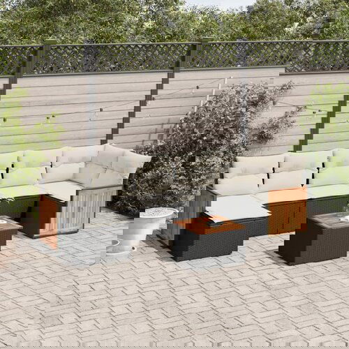vidaXL 8-dijelni set vrtnih sofa od poliratana s jastucima crni Cijene