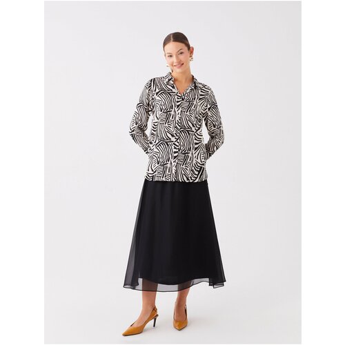 LC Waikiki Women's Plain Chiffon Skirt with Elastic Waist. Slike