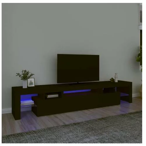  TV omarica z LED lučkami črna 215x36,5x40 cm
