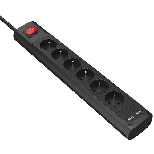Monster 6 vtičnic ac za za&scaron;čito pred prenapetostjo z 2 priključkoma usb-a, črna, (21683713) Cene