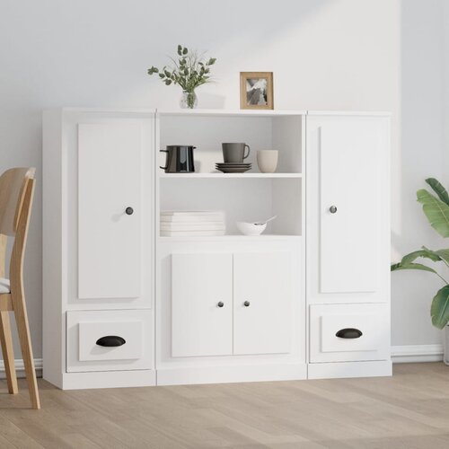 The Living Store Visoke omare 3 kosi bel inženirski les - Visoka Omarica, (21435600) Slike