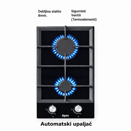 Apex ugradna ploča sa dve ringle staklo - termoelement Slike