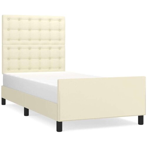  Okvir za krevet s uzglavljem krem 90x200 cm od umjetne kože Slike