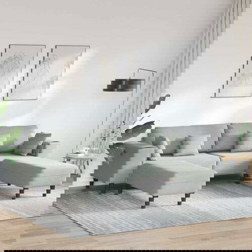 vidaXL Žametni kavč z blazino 3 pcs Svetlo siva 208 cm Žamet Cene