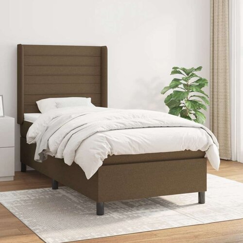  Box spring postelja z vzmetnico temno rjava 100x200 cm blago, (20901407) Cene