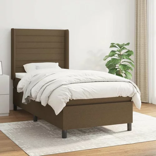 Box spring postelja z vzmetnico temno rjava 100x200 cm blago, (20901407)