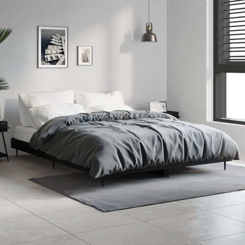 VidaXL Posteljni okvir črn 140x190 cm inženirski les Slike