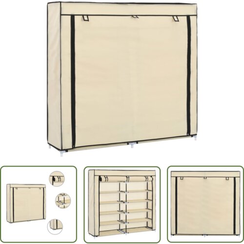 The Living Store Omarica za čevlje s pokrivalom blago 115x28x110 cm krem - Omarica Za Čevlje, (21744470) Slike