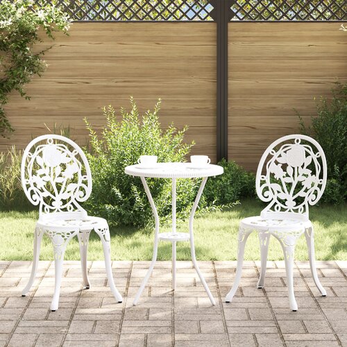 VidaXL 3-delni vrtni bistro set bela lito aluminij, (22016444) Slike