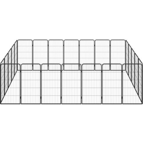  Ograda za pse s 24 panela crna 50 x 100 cm čelik obložen prahom Slike