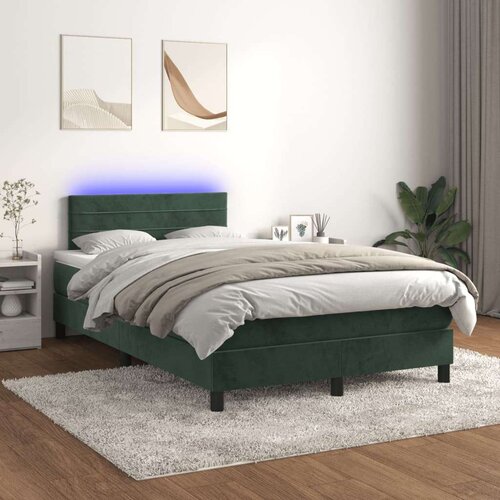  Krevet s oprugama i madracem LED tamnozelenim 120x190 cm bar&amp;scaron;un Slike
