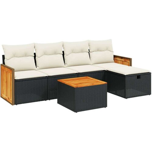  6-dijelni set vrtnih sofa s jastucima crni od poliratana Slike
