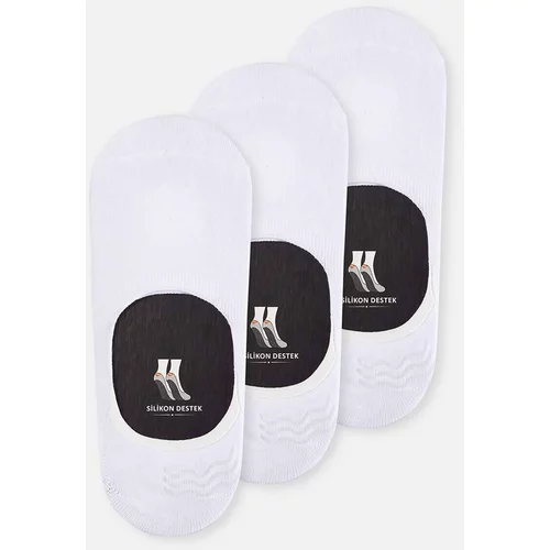 Dagi Men's White 3-Pack Cotton Invisible Socks