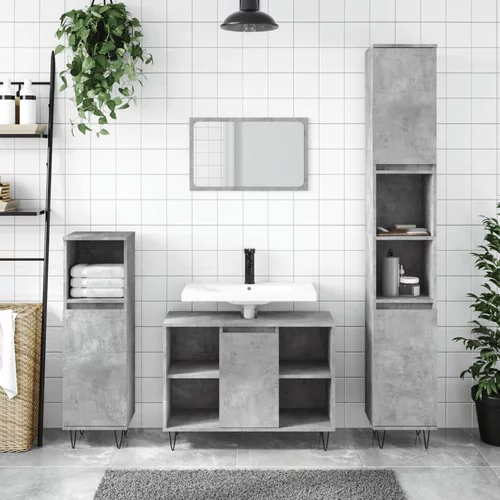  3-dijelni set kupaonskog namještaja siva boja betona drveni