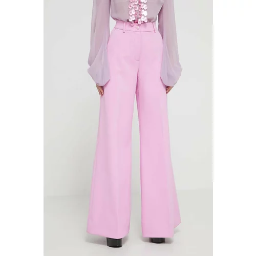 Blugirl Blumarine Hlače za žene, boja: ružičasta, široke, visoki struk