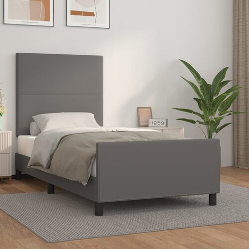 The Living Store Posteljni okvir z vzglavjem siv 80x200 cm umetno usnje - Posteljni Okvir Z Vzglavjem, (21530003) Cene
