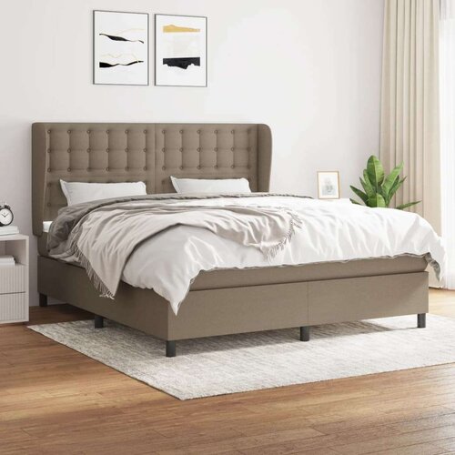  Box spring postelja z vzmetnico taupe 160x200 cm blago, (20893323) Slike