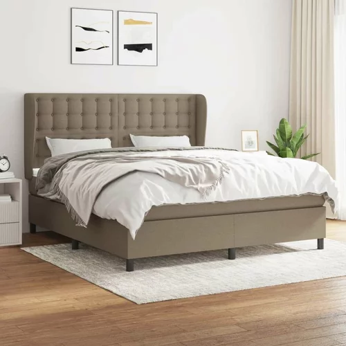  Box spring postelja z vzmetnico taupe 160x200 cm blago, (20893323)