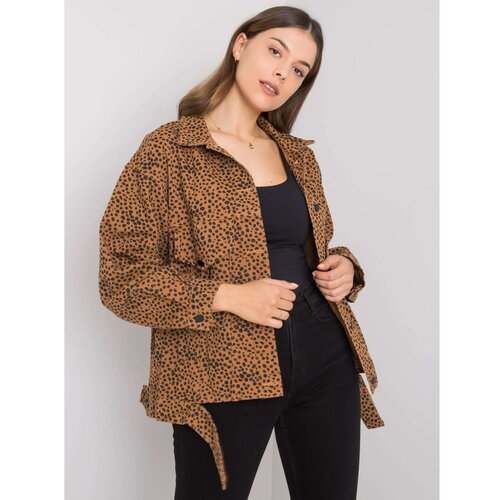 Fashion Hunters Light brown pattern denim jacket Slike