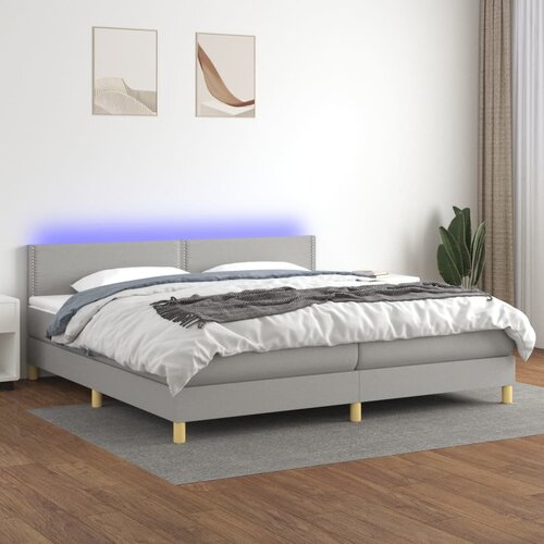  box spring s madracem LED svjetlosivi 200x200 cm tkanina Cene