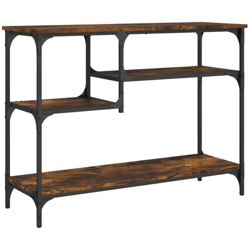 vidaXL Konzolna mizica s policami dimljeni hrast 100x35x75 cm, (20988891) Cene