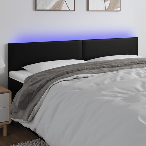 vidaXL LED posteljno vzglavje črno 160x5x78/88 cm umetno usnje Cene