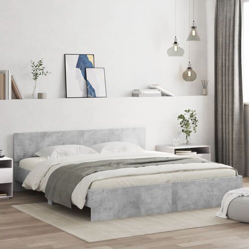  Okvir za krevet s uzglavljem i LED siva boja betona 180x200 cm Cijene