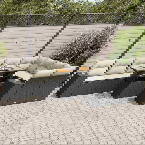 vidaXL 10-dijelni set vrtnih sofa s jastucima crni poliratana bagrem Cijene