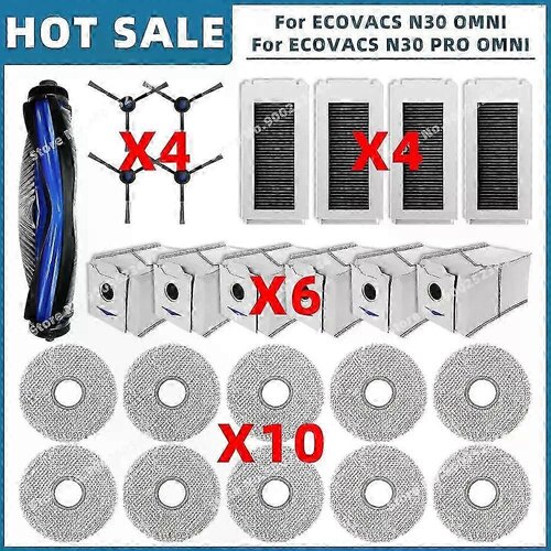 INORCO Velja za primerno za ECOVACS DEBOT N30 OMNI / N30 PRO OMNI Rezervni deli Dodatki Glavna stranska krtaa Hepa Filter Mop Pad Vreka za prah, (21984249) Slike