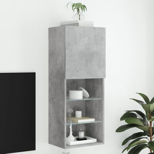 TV ormarić s LED svjetlima siva boja betona 40,5x30x102 cm Cene