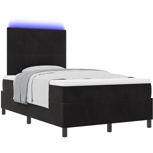 vidaXL Box Spring Krevet s Madracem i LED Crn 120x200 cm Baršun Cene
