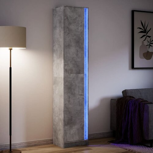 vidaXL Visoka omara LED betonsko siva 41,5x32,5x200 cm inženirski les Cene