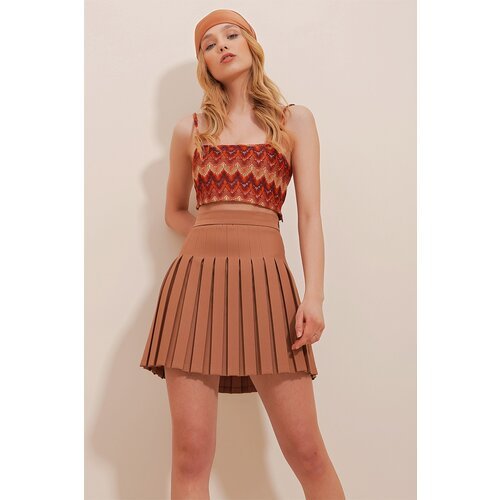 Trend Alaçatı Stili Skirt - Beige - Mini Cene