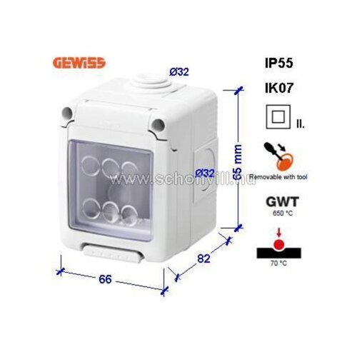 GEWISS GW27042 vodonepropusno kući&amp;scaron;te za sistemske uređaje - 2 gang - siva ral 7035 - ip55 Slike