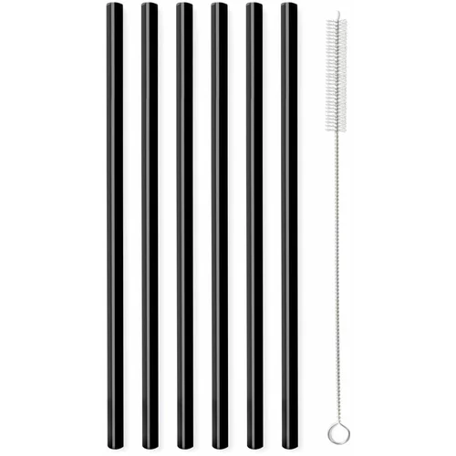 Vialli Design Set od 6 crnih staklenih slamki , dužina 20 cm
