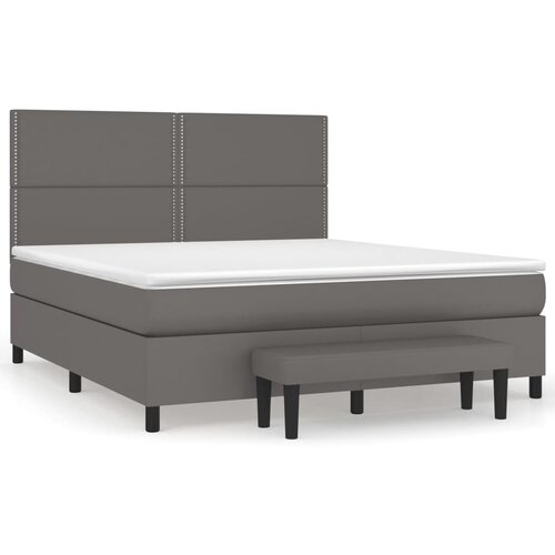 VidaXL Krevet s oprugama i madracem sivi 180 x 200 cm od umjetne kože Slike