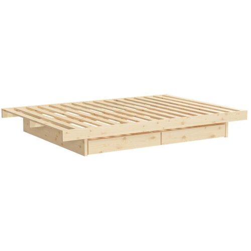 Karup Design Zakonska postelja iz masivnega bora s prostorom za shranjevanje z letvenim dnom 160x200 cm v naravni barvi Kanso &ndash; Cene